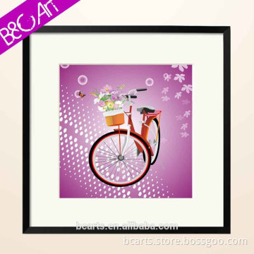 Purple background red bike with flower kids room wall painting